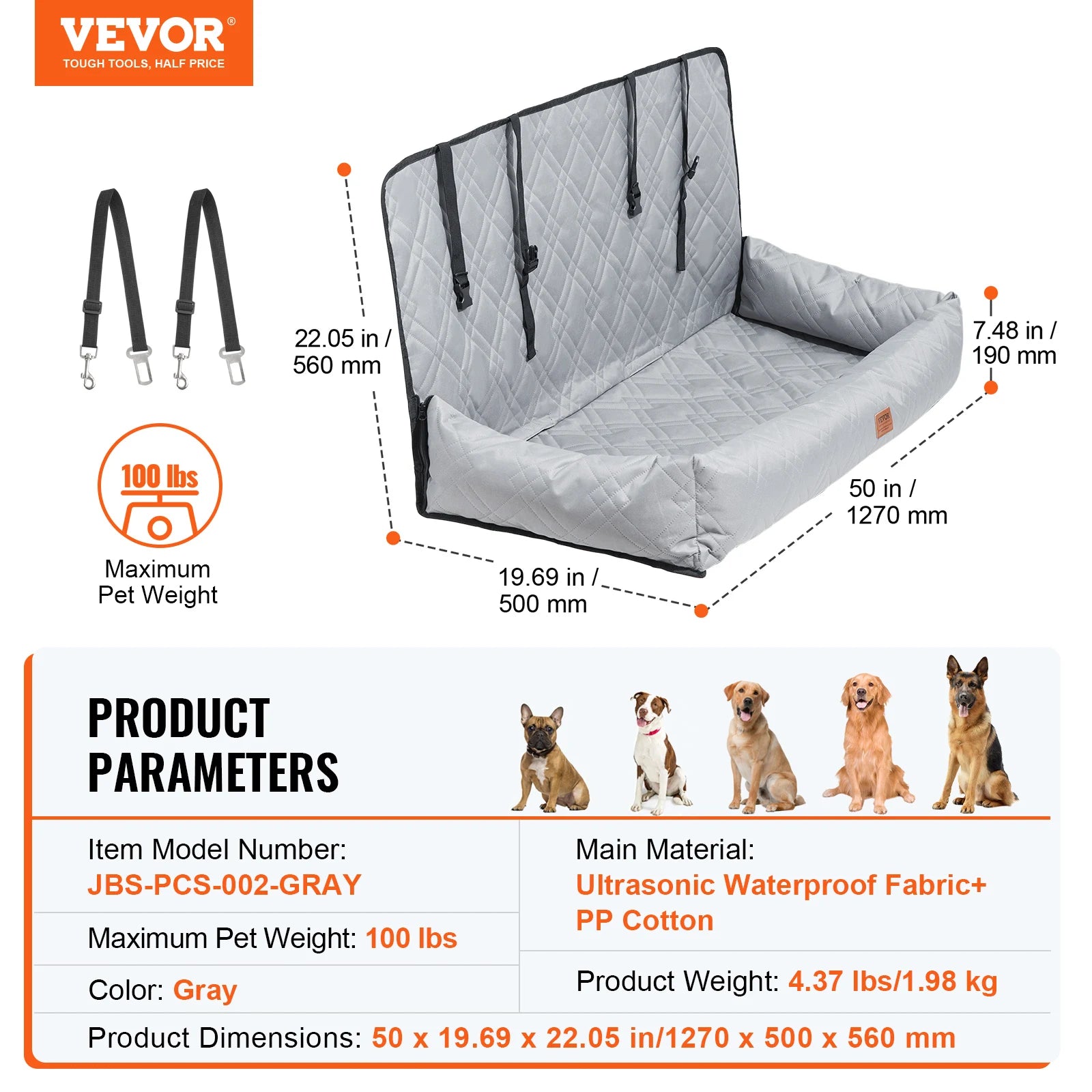 SucceBuy Dog Car Seat – Waterproof Booster Seat & Travel Bed for Medium & Large Dogs
