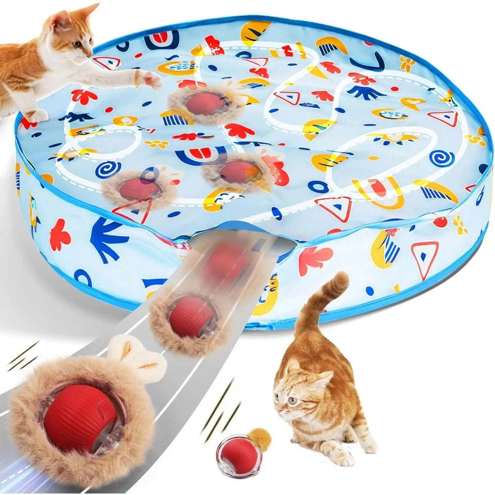 Interactive Cat Toy Play Mat – Automatic Motion Rolling Ball, Hide & Seek Game for Indoor Cats & Kittens