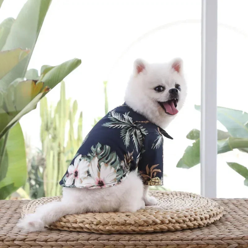 Hawaiian Style Summer Dog Shirt – Beach Vibes Pet Clothing for Small & Medium Dogs