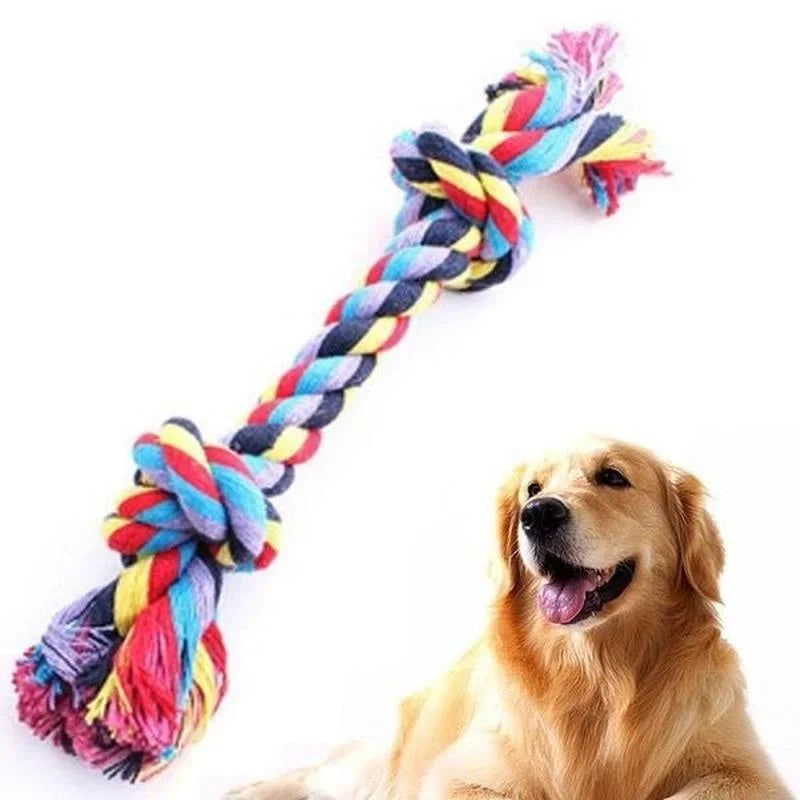Colorful Double Knot Dog Toy – Durable Chew & Teething Rope for Small to Large Dogs