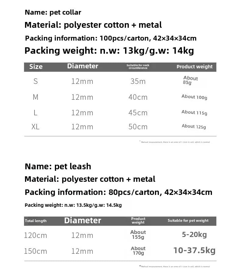 Hand-Woven Cotton Rope Dog Collar & Leash Set – Medium & Large Dogs