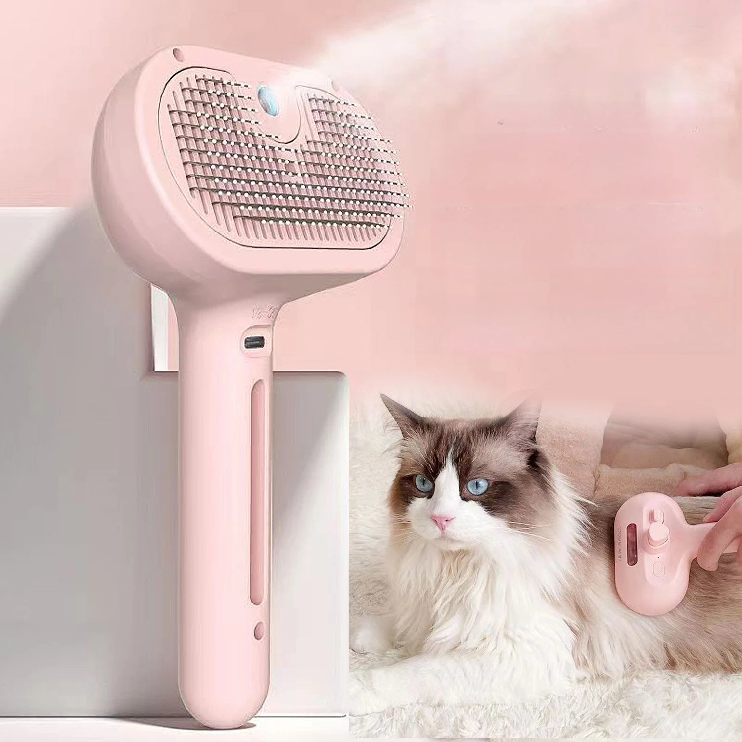Cat Steam Brush – Pet Spray Hair Removal Comb for Shedding & Grooming | Water Mist Detangler Brush for Cats, Dogs & Small Animals