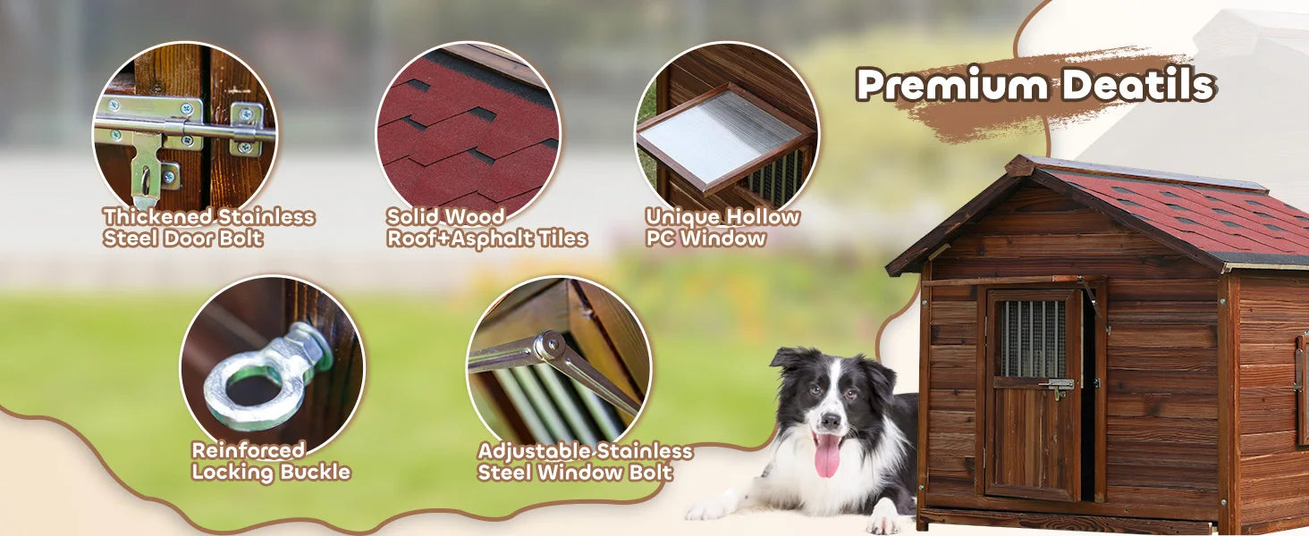 Large Outdoor Dog House – Weatherproof XXL Dog Kennel with Removable Floor & Roof, Insulated for Warmth