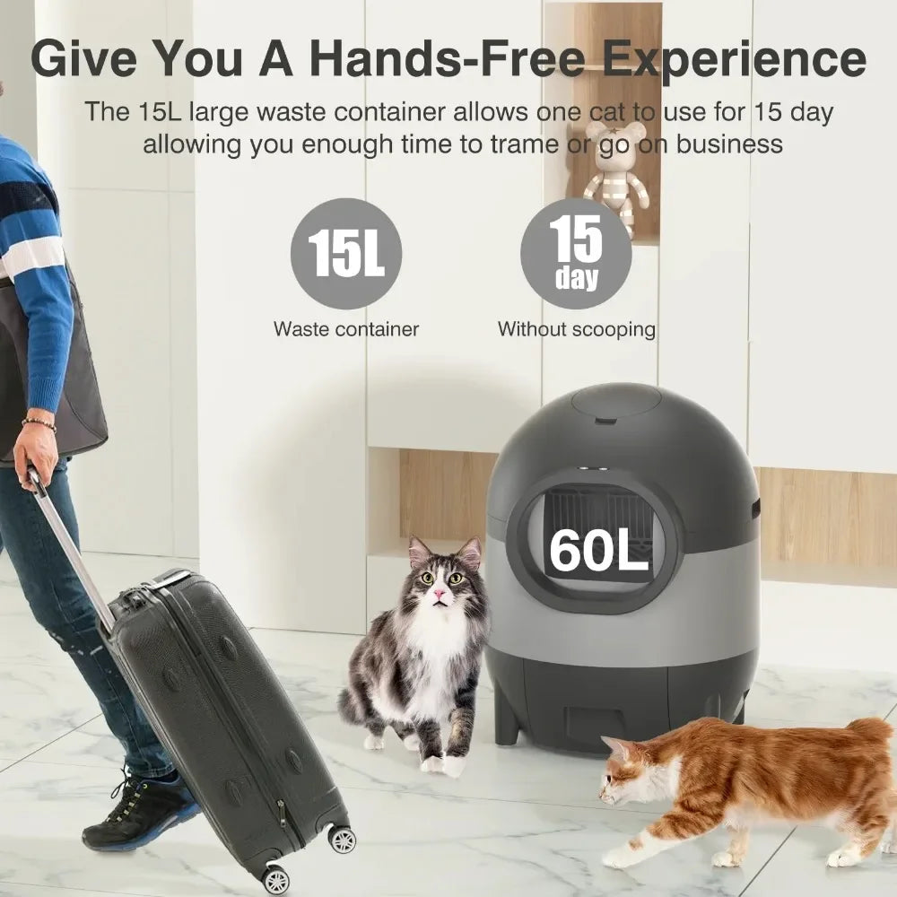 Automatic Cat Litter Box with 2.4G WiFi – Self-Cleaning Cat Litter Box with APP Control, Odor Management & Safety Sensors (Black)