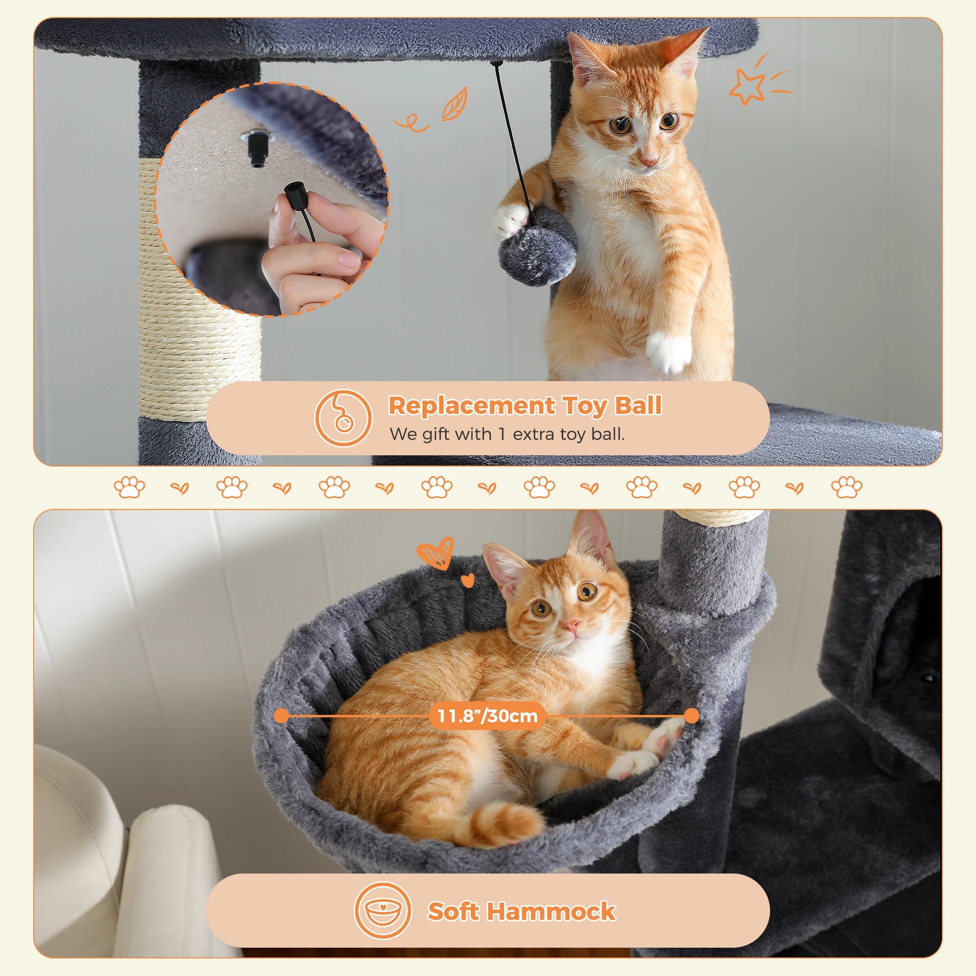 Luxury Cat Tree – Multi-Level Tower with Condos, Hammock & Scratching Posts