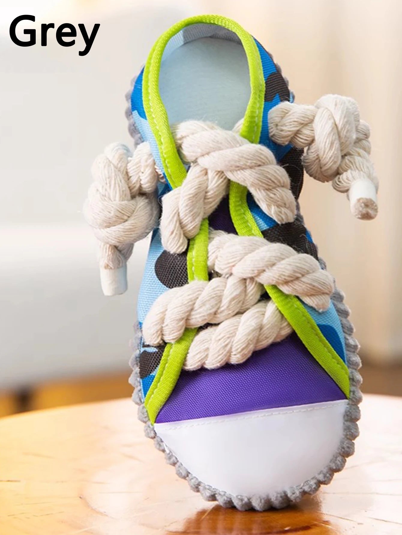 Sneaker-Shaped Dog Chew Toy – With Rope Knots & Squeaky Ball for Aggressive Chewers
