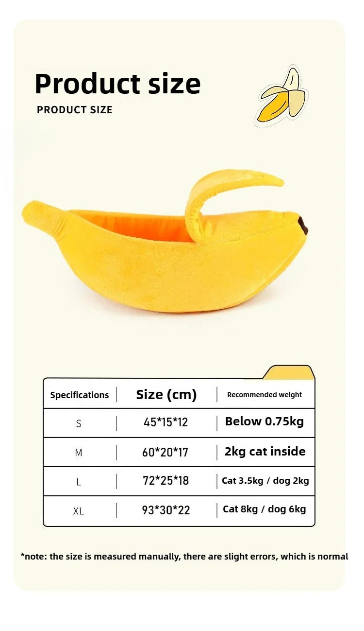 Banana cat bed super soft house lovely banana boat semi-closed warm pet bed cat accessories dog bed banana cushions with a lid