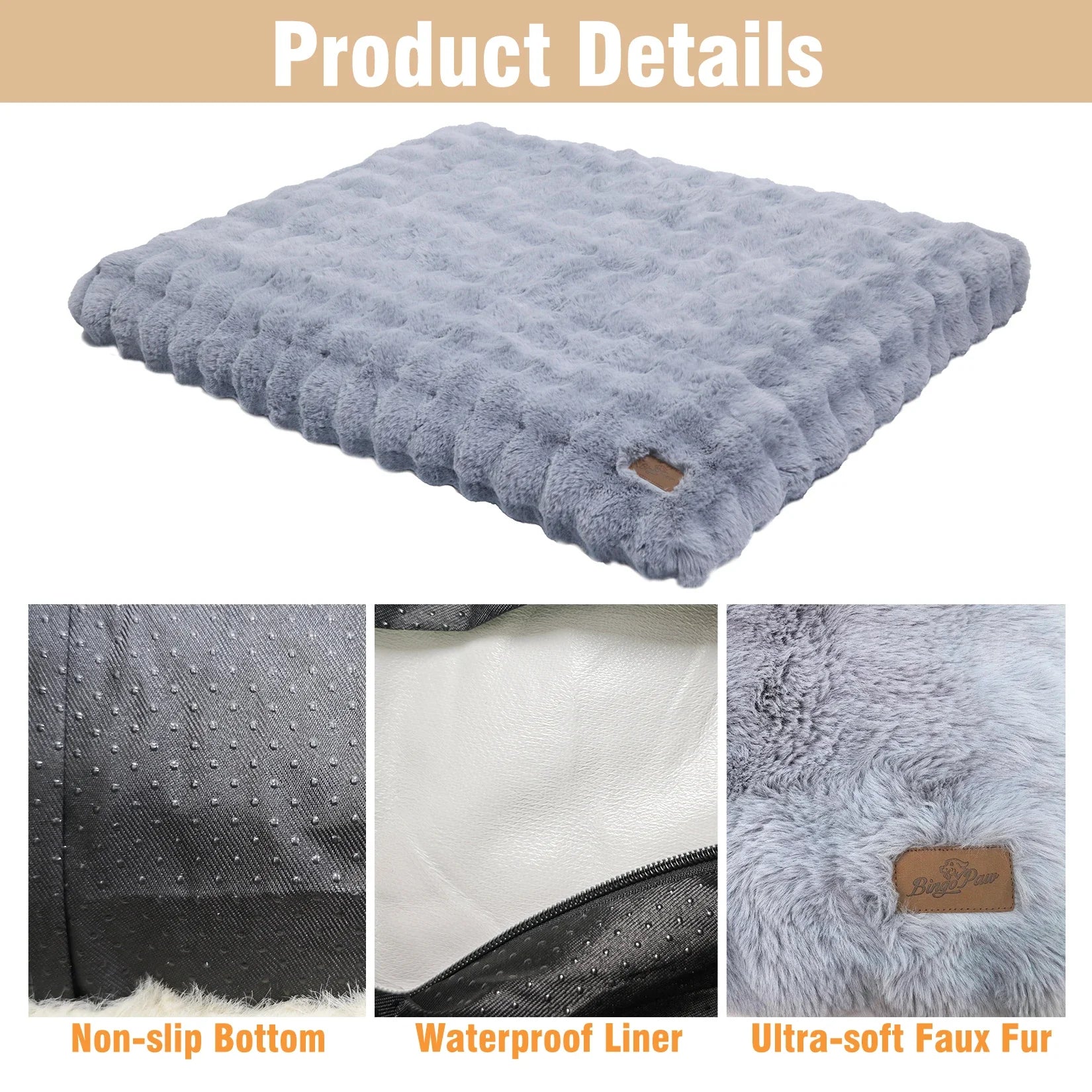Ultra Plush Dog Bed – Soft Washable Pet Cushion Mattress for Large Dogs & Puppies