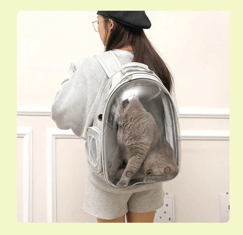 Space Capsule Cat Backpack – Transparent Breathable Pet Travel Bag (2025 Model)