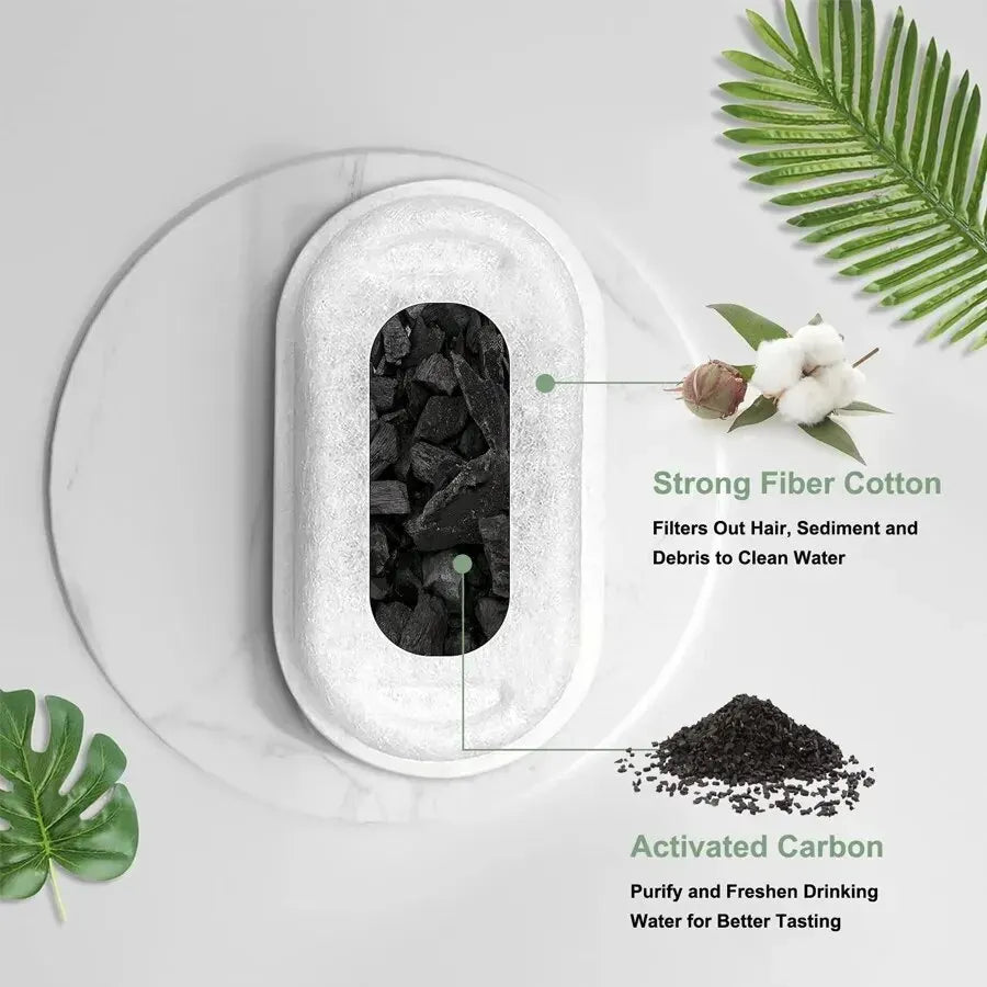 Replacement Filters for Stainless Steel Cat Water Fountain – Activated Carbon & Sponge Filter Elements