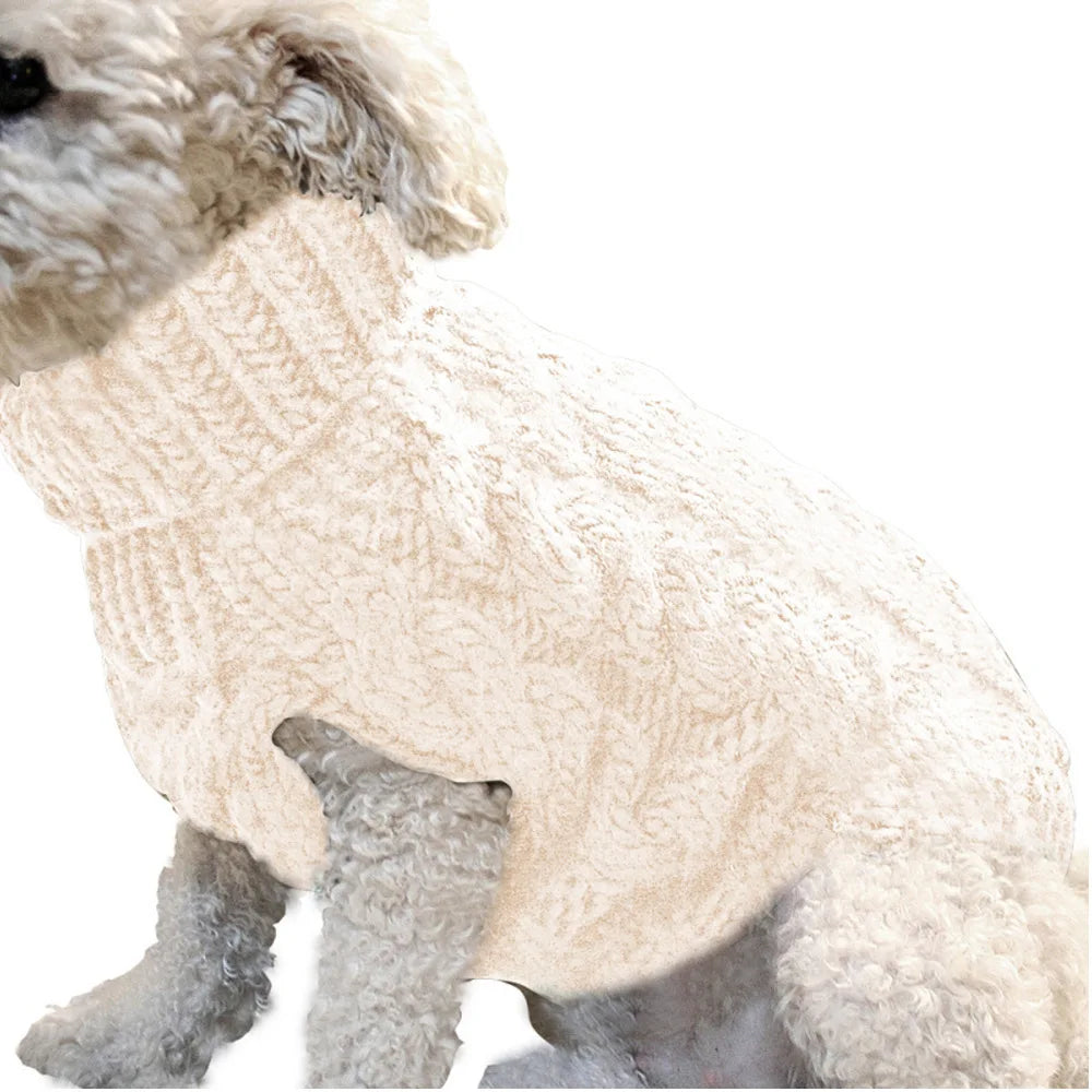 Shortened Title  Knitted Dog Sweater – Autumn/Winter Solid Twist Pattern Warm Pet Clothing