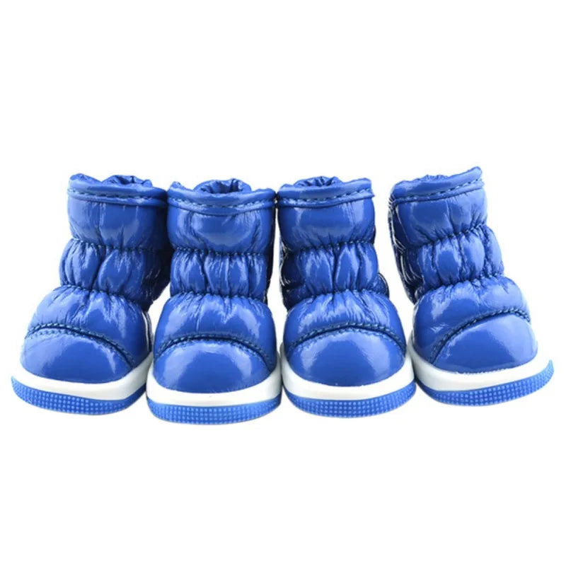 4pcs Winter Dog Shoes – Waterproof Fleece-Lined Snow Boots for Small Dogs