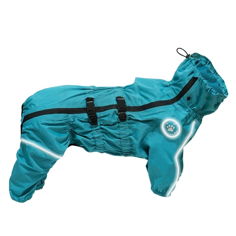 Waterproof Reflective Dog Raincoat – Red All-Weather Jacket for Large Dogs
