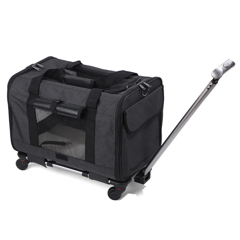 Rolling Pet Carrier – Airline Approved Travel Bag with Wheels for Dogs & Cats
