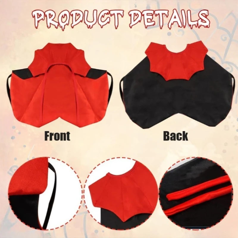 Halloween Vampire Cape – Red & Black Cloak for Cats & Dogs