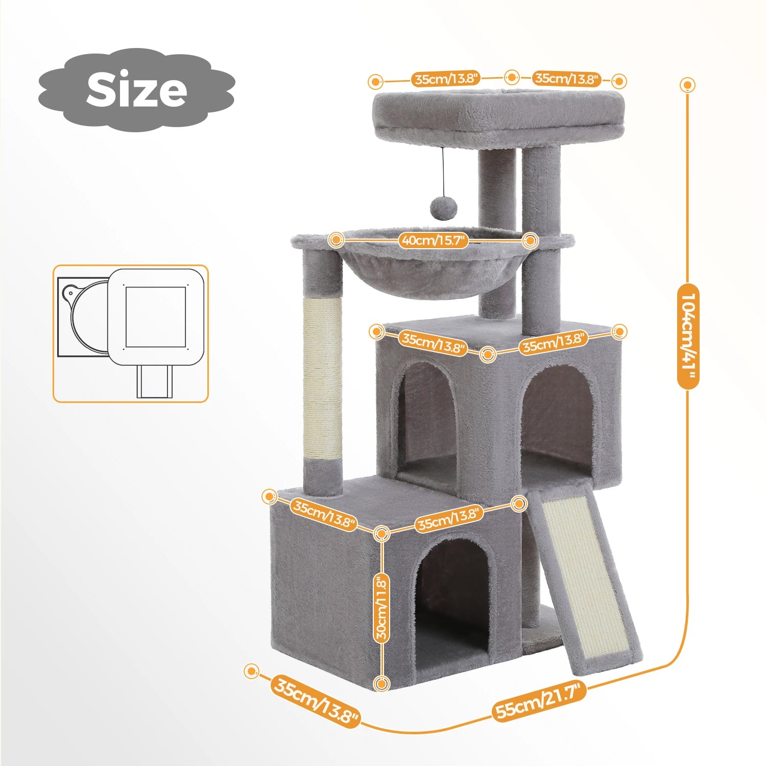 Luxury Cat Tree – Multi-Level Tower with Condos, Hammock & Scratching Posts