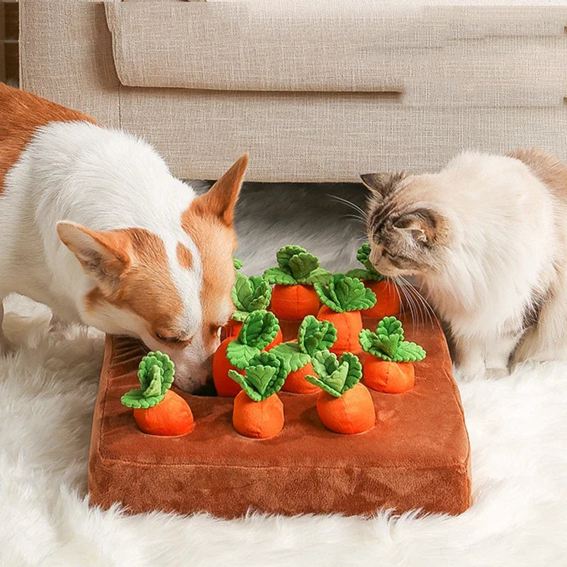 Dog Snuffle Mat – Interactive Plush Carrot Toy & Vegetable Field Puzzle, Training & Enrichment Mat for Dogs