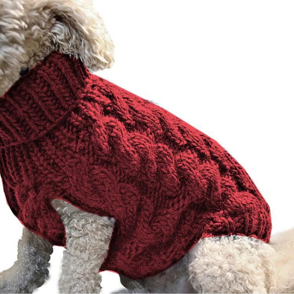 Shortened Title  Knitted Dog Sweater – Autumn/Winter Solid Twist Pattern Warm Pet Clothing