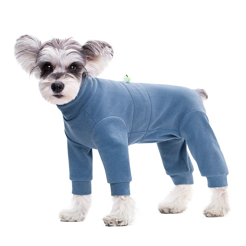 Winter Dog Pajamas – Soft Velvet Warm Jumpsuit for Small Dogs with High Neck