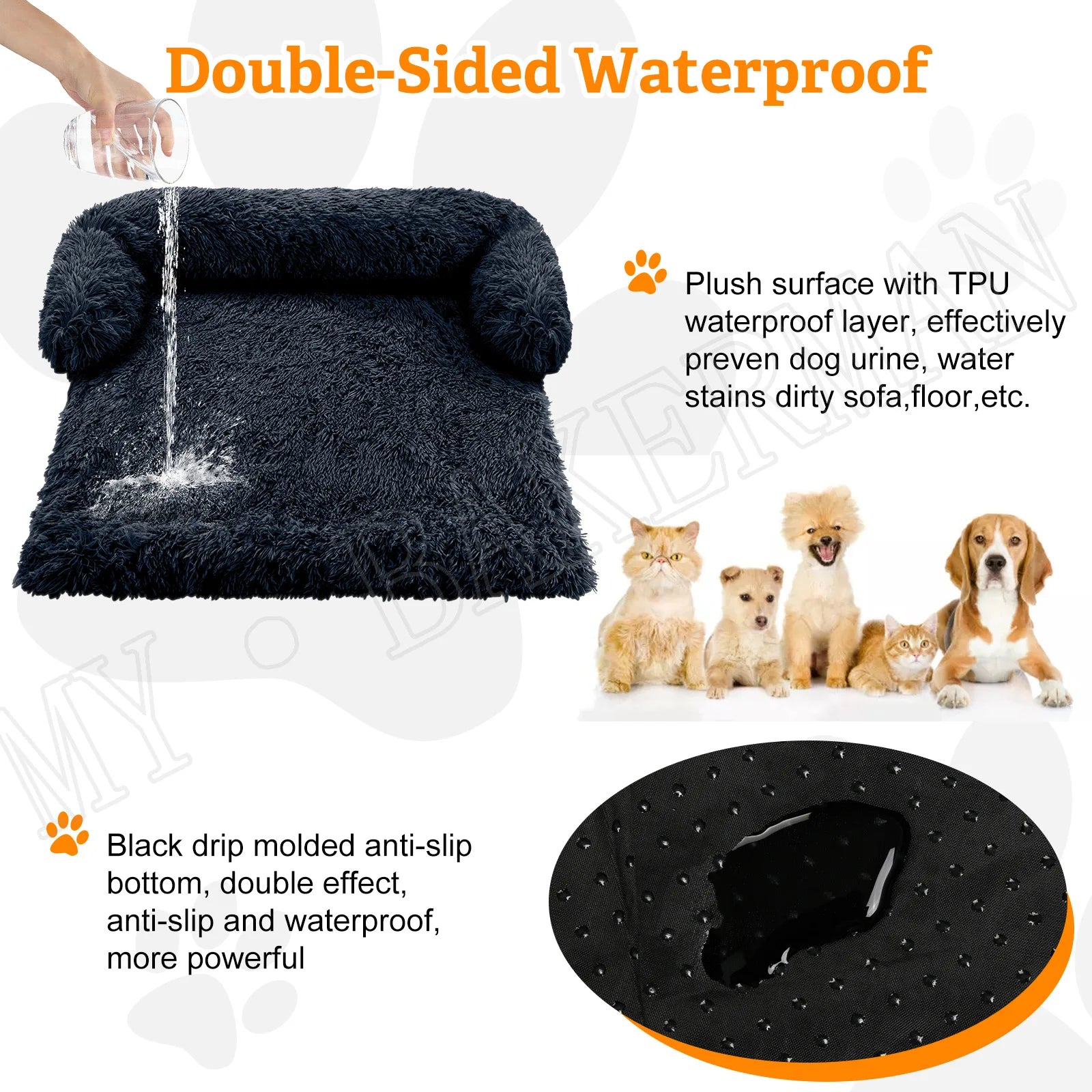 4 Styles Plush Pet Sofa Bed – Removable Washable Cover & Waterproof Upholstery for Dogs & Cats (All Seasons)