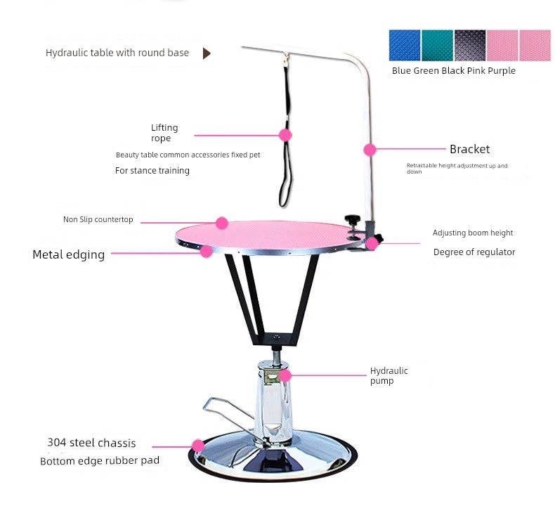 Adjustable Hydraulic Pet Grooming Table – Rotating Round Beauty Table for Small & Medium Dogs & Cats