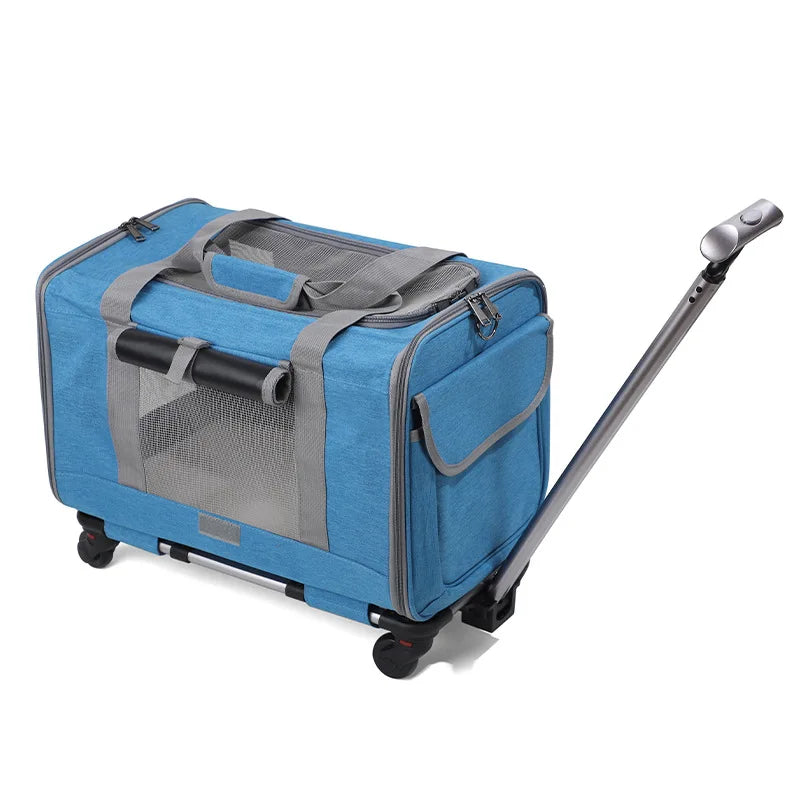 Rolling Pet Carrier – Airline Approved Travel Bag with Wheels for Dogs & Cats
