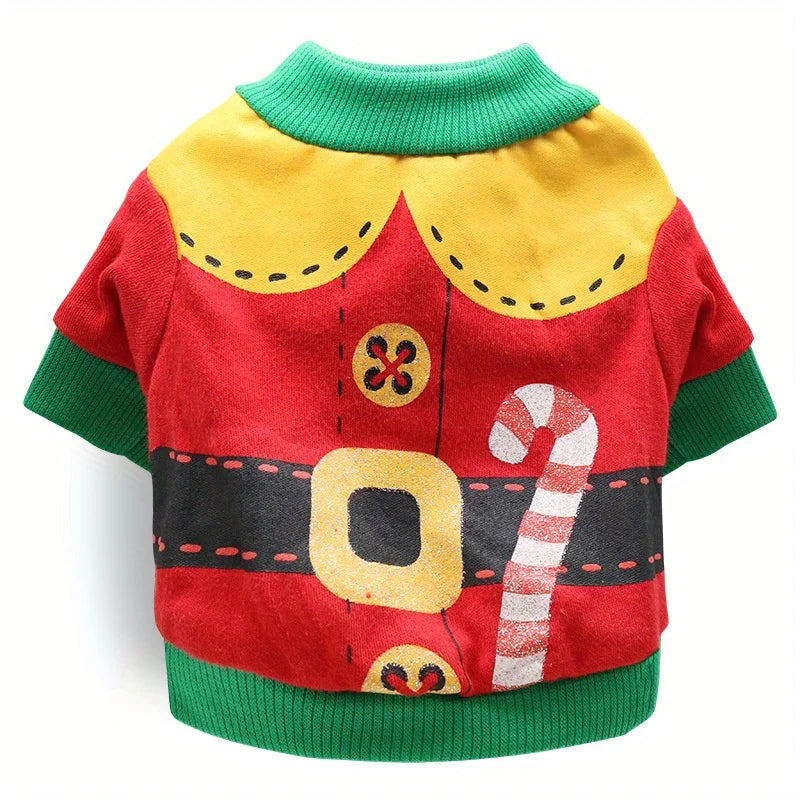Christmas Pet Hoodie – Santa Print Warm Holiday Sweater for Dogs & Cats