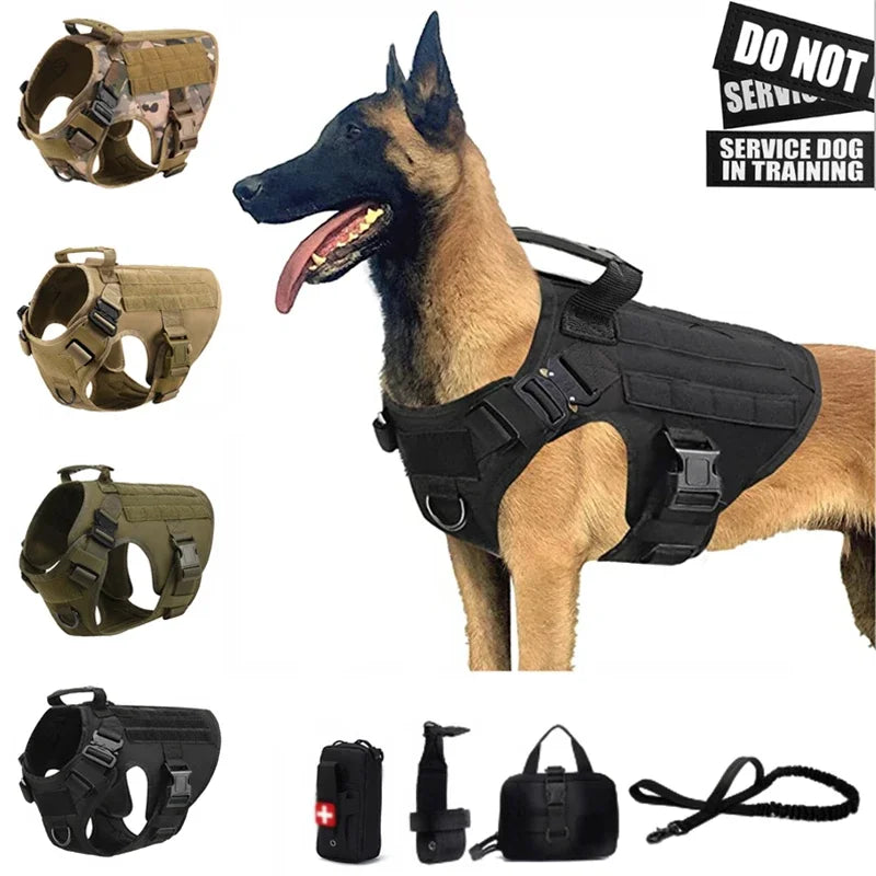 Tactical Dog Harness & Leash Set – Military-Grade Training Vest for All Breeds (German Shepherd, Golden Retriever & More)