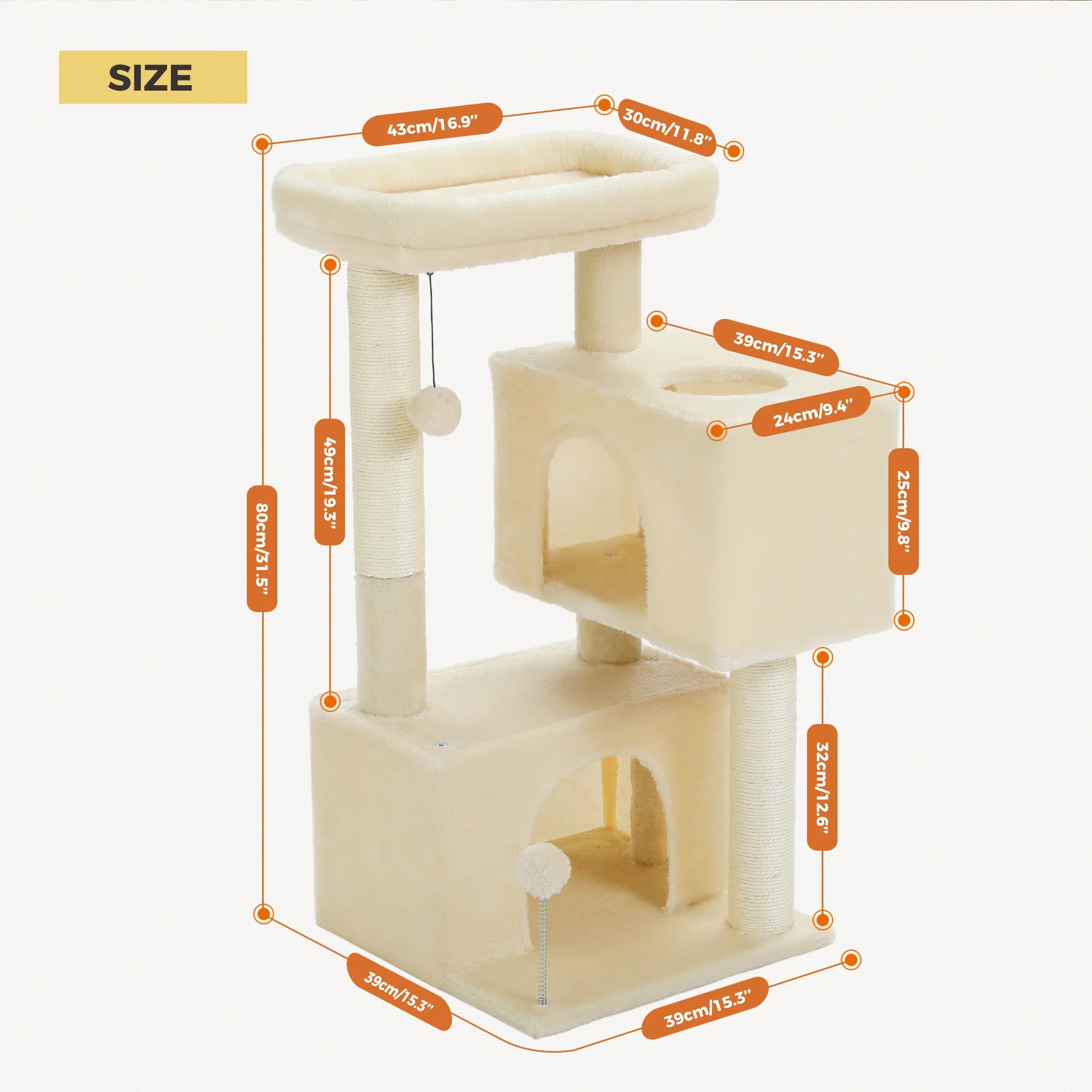 Large Multi-Level Cat Tree – Indoor Cat Tower with Condos, Scratching Pads & Toys