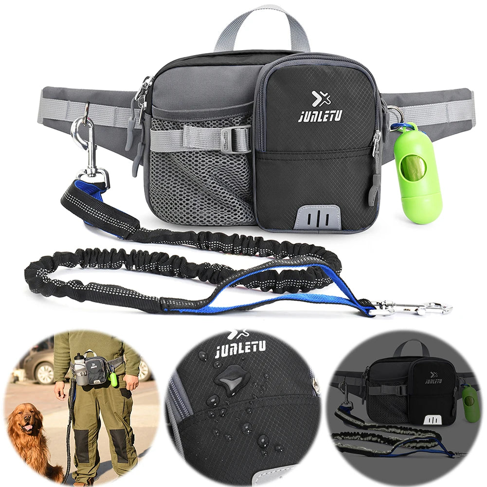 Retractable Hands-Free Dog Leash with Waist Bag – Adjustable Belt & Bottle Holder