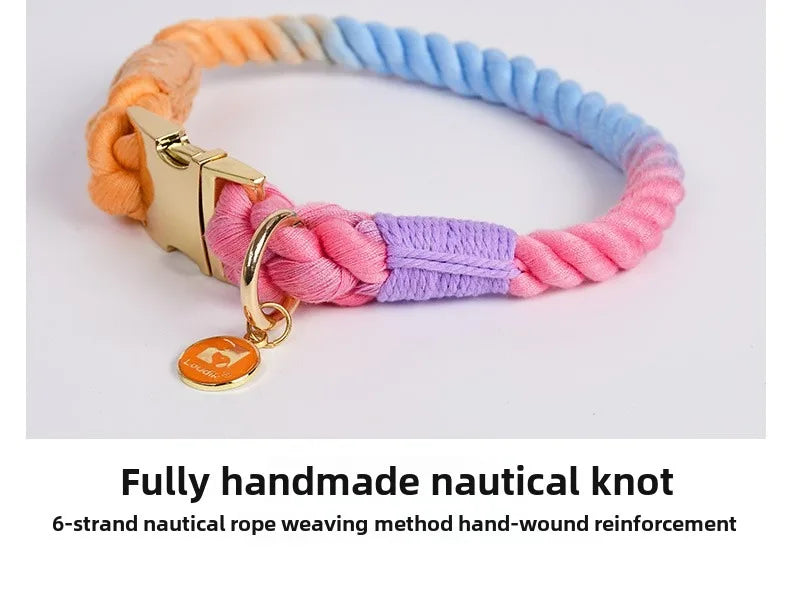 Hand-Woven Cotton Rope Dog Collar & Leash Set – Medium & Large Dogs