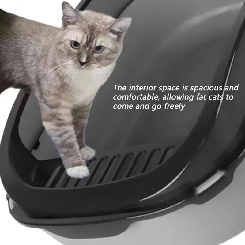 Semi-Closed Cat Litter Box – Large Capacity, Non-Stick Removable Tray with Splashproof Design for Kittens & Adult Cats