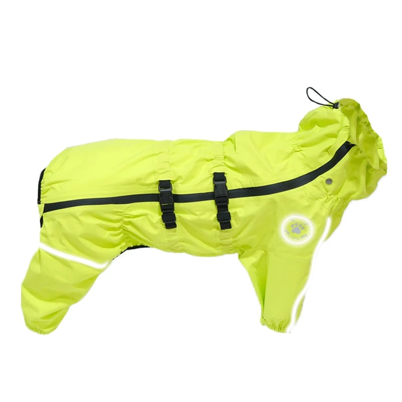 Waterproof Reflective Dog Raincoat – Red All-Weather Jacket for Large Dogs