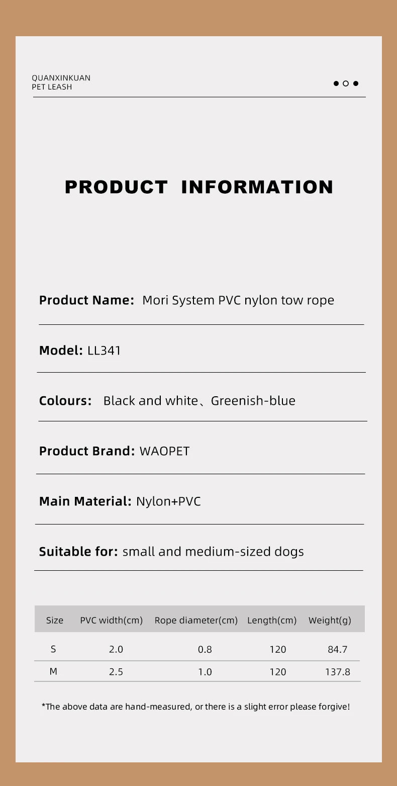 Nylon Rope Dog Leash – Durable PVC Lead for Dogs & Cats (2024 Style)