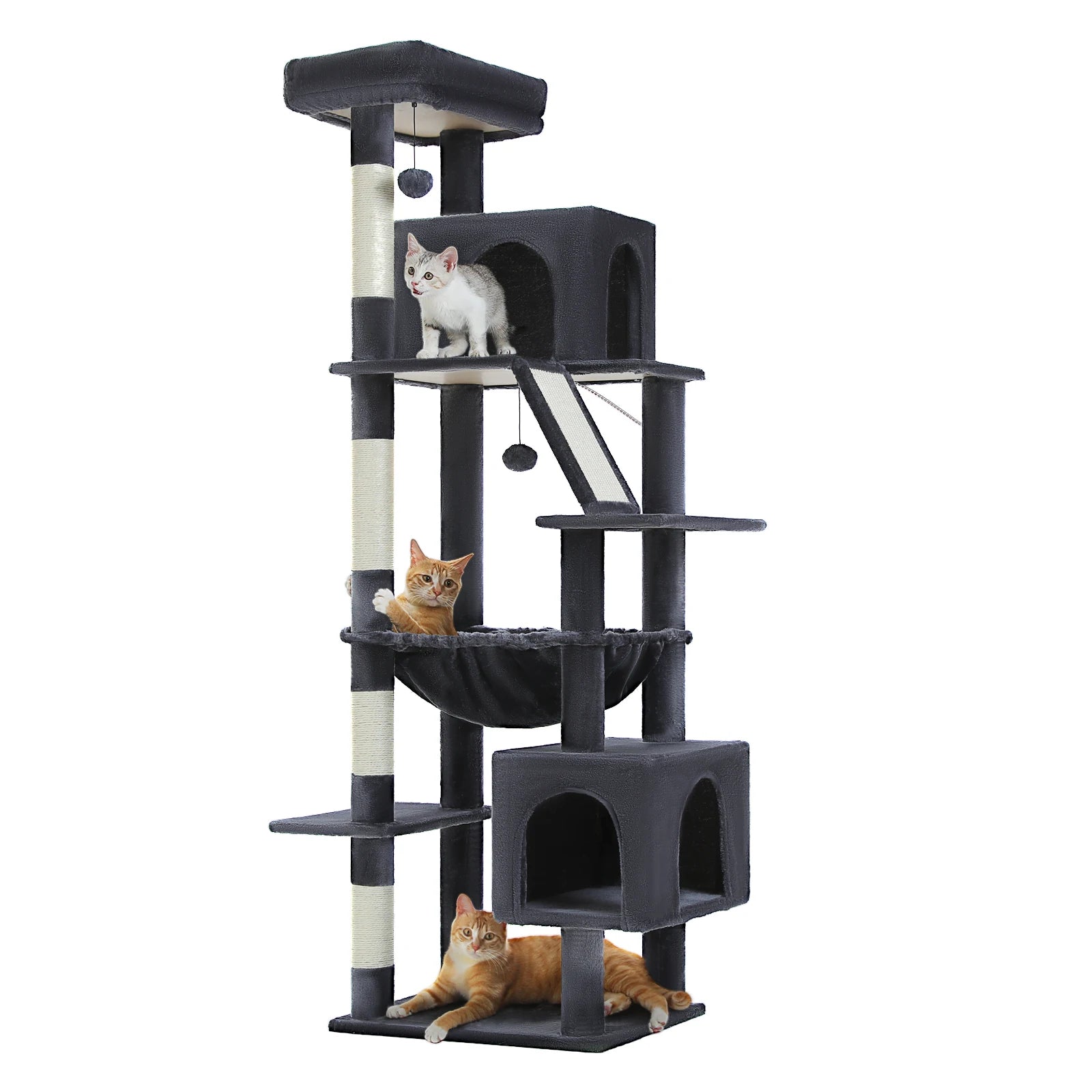 180cm Large Cat Tree Tower – Multi-Level Cat Condo with Hammock, Spacious Perch & Sisal Scratching Posts