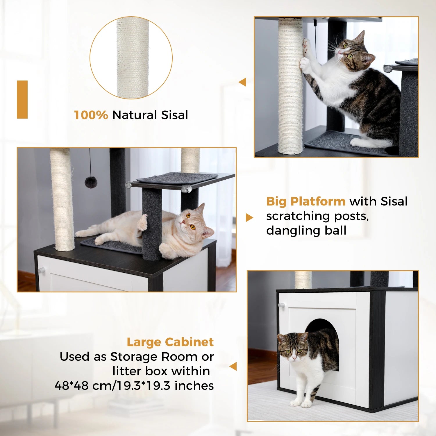 Multi-Level Cat Tree – Condo Tower with Hammock, Scratching Posts & Toys
