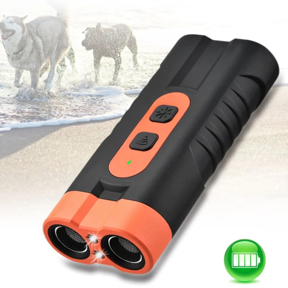 Ultrasonic Dog Repeller – Rechargeable Remote with LED Flashlight