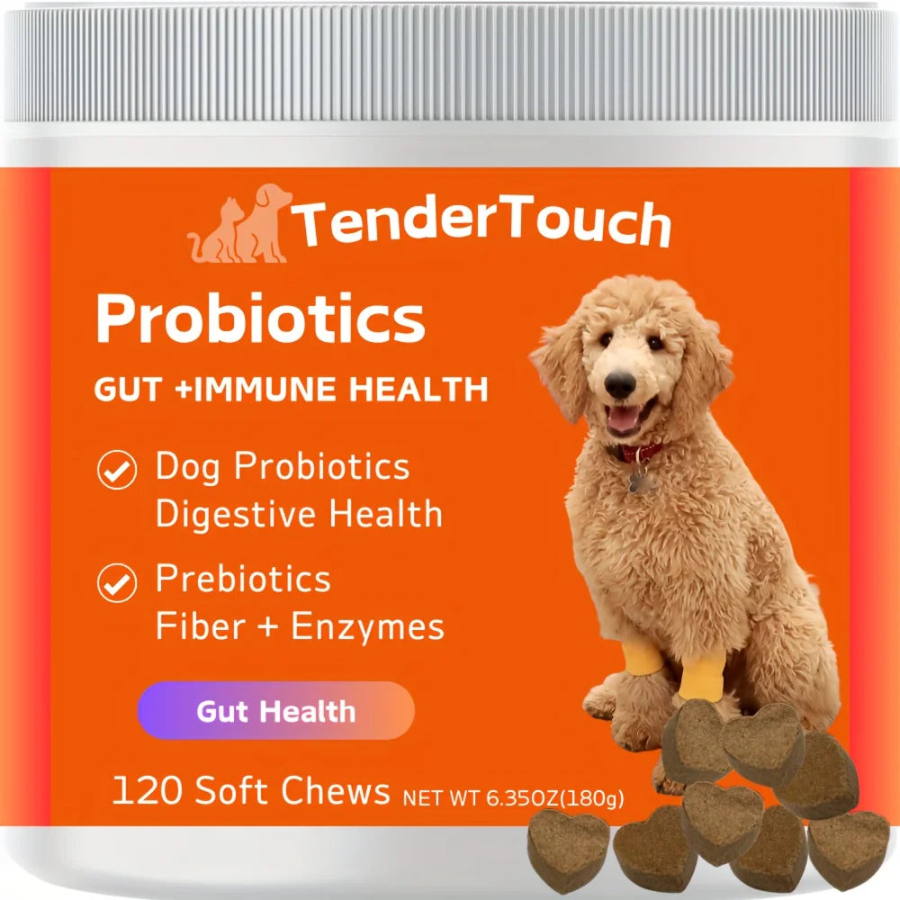 TenderTouch Probiotics for Dogs – 120 Chews (1 Pack x 180g / 6.35oz) | Digestive Support Supplement for Dogs of All Sizes