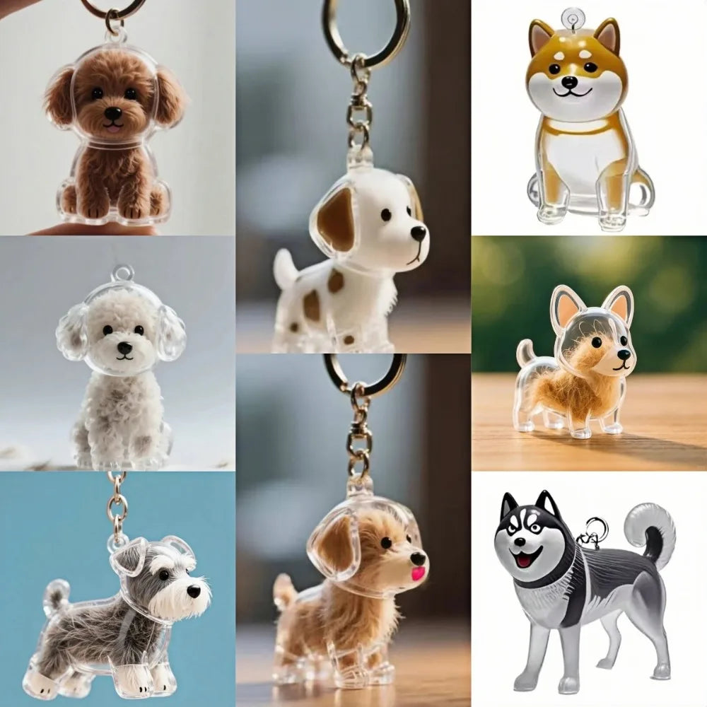 Dog Hair Storage Pendant Keychain – Cute Keepsake Souvenir for Pet Lovers, Bag Charm & Car Keychain Gift