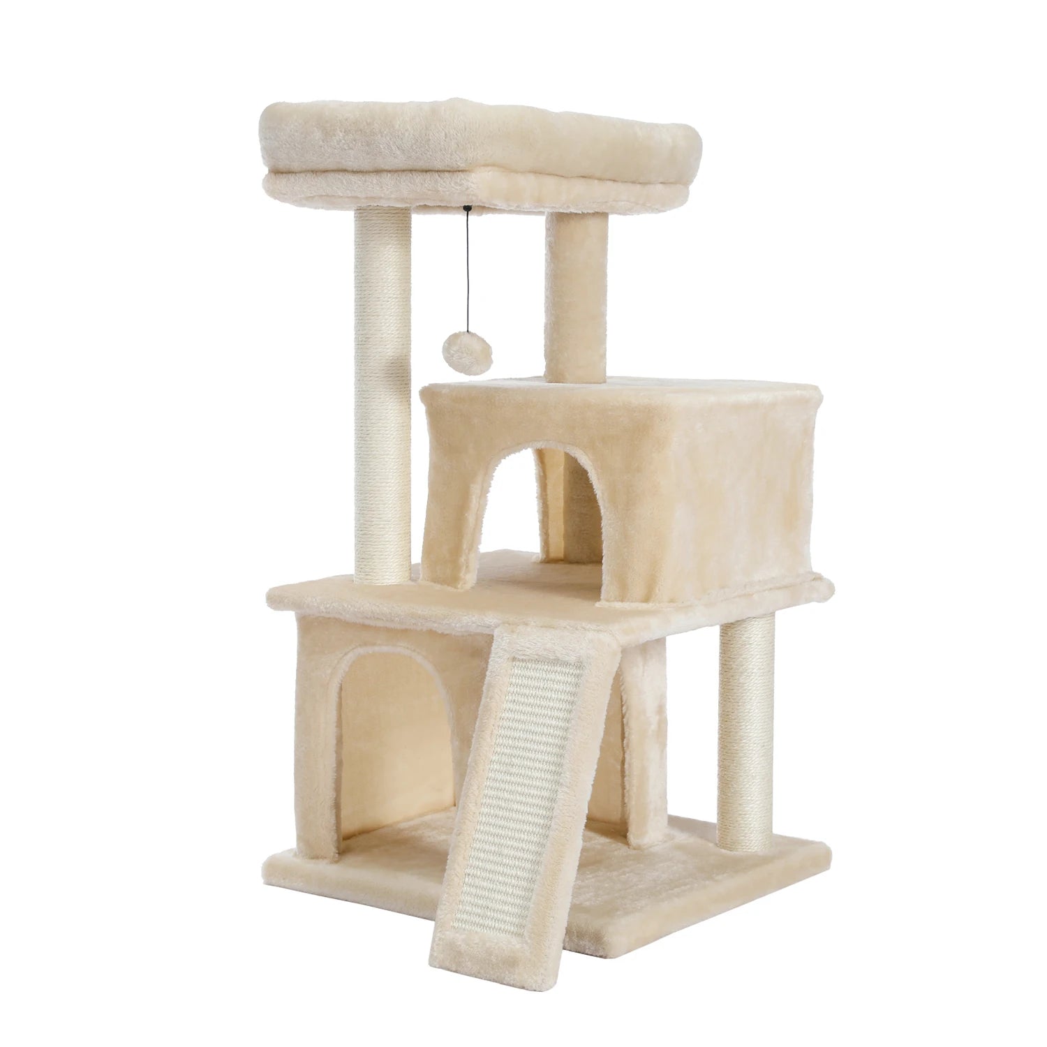 Wooden Cat Tower – Double Condos with Scratching Posts & Perches