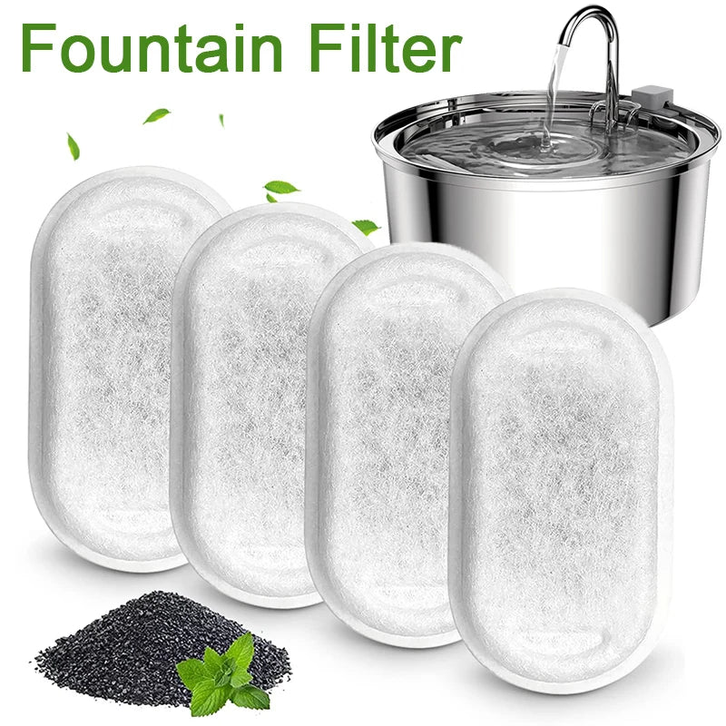 Replacement Filters for Stainless Steel Cat Water Fountain – Activated Carbon & Sponge Filter Elements