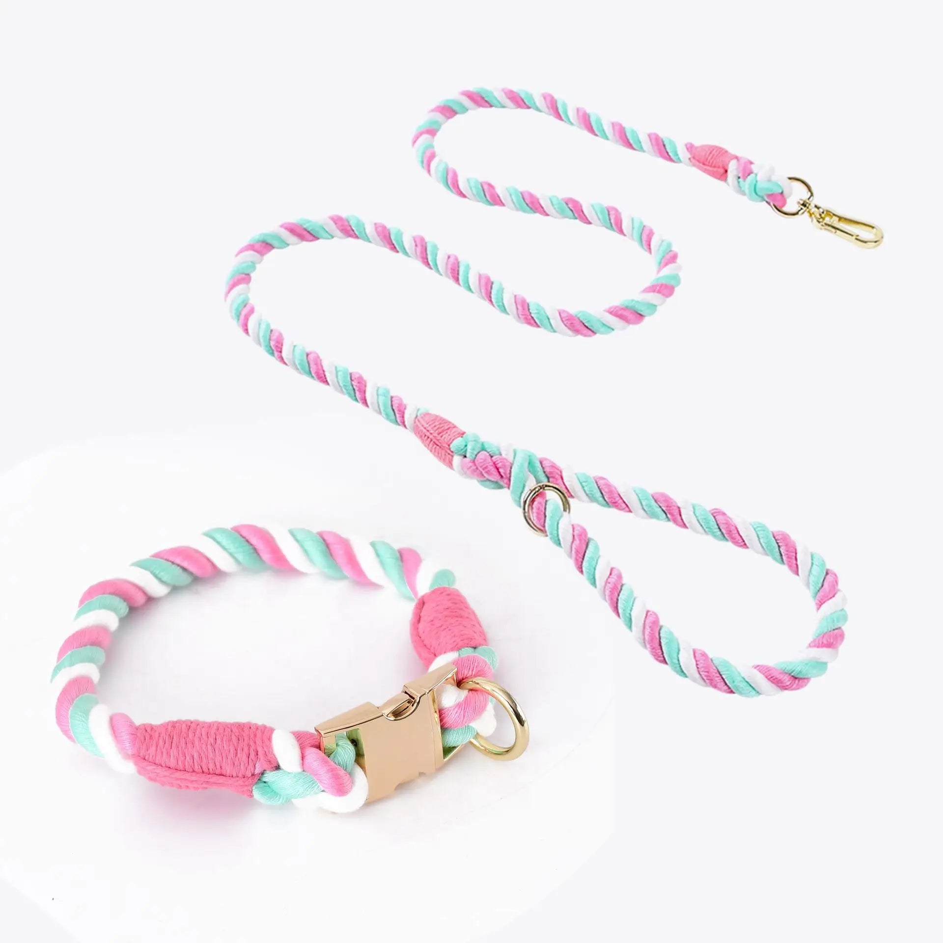 Hand-Woven Cotton Rope Dog Collar & Leash Set – Medium & Large Dogs