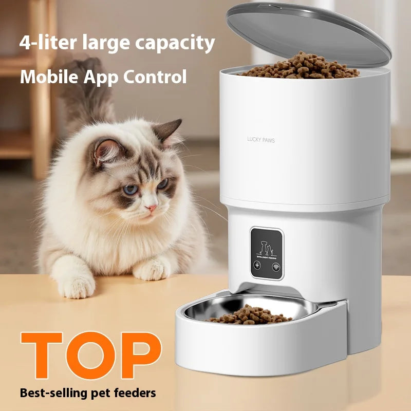 Automatic Cat Feeder – Smart WiFi Pet Food Dispenser with Remote Control, Portion Scheduling for Cats & Dogs