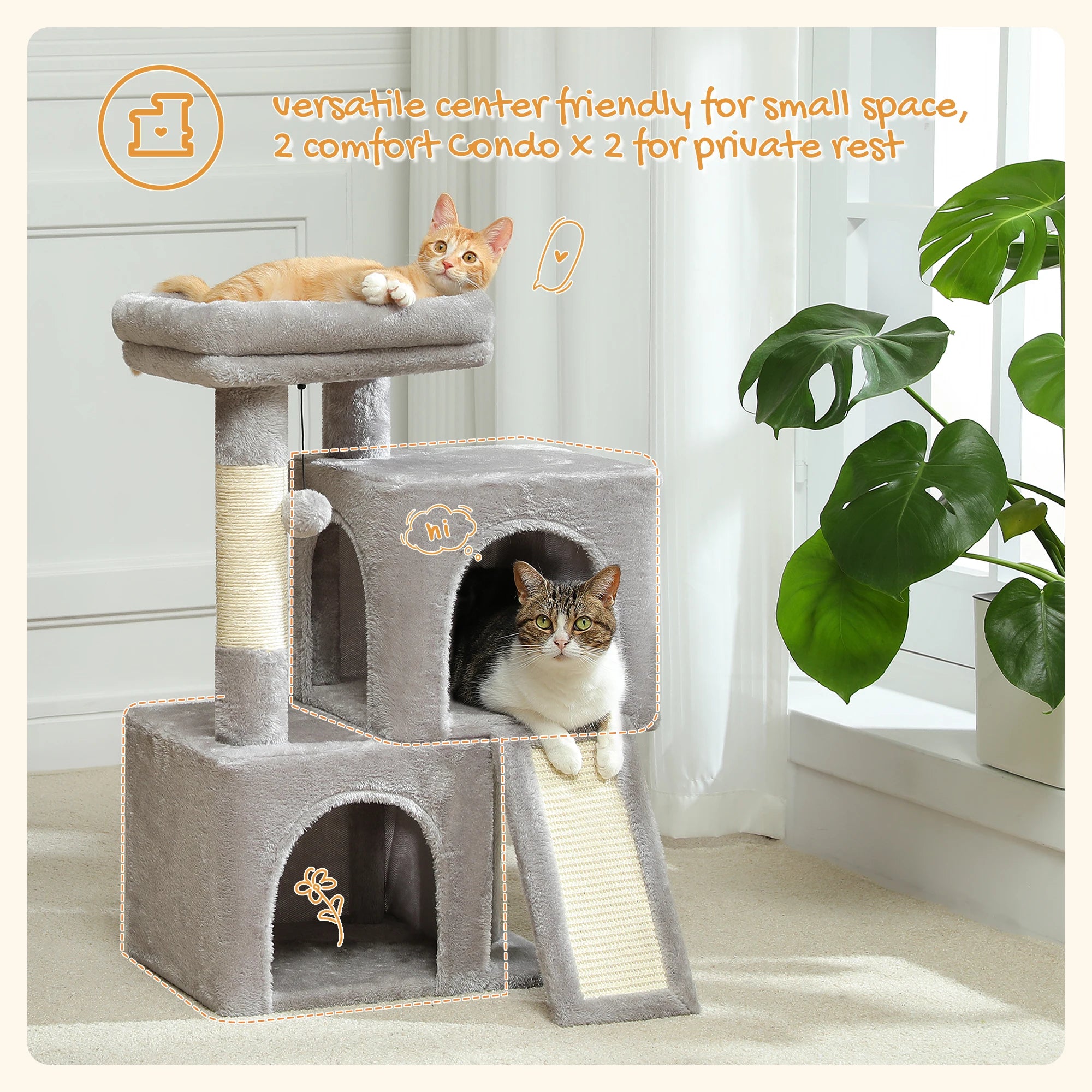 Luxury Cat Tree – Multi-Level Tower with Condos, Hammock & Scratching Posts