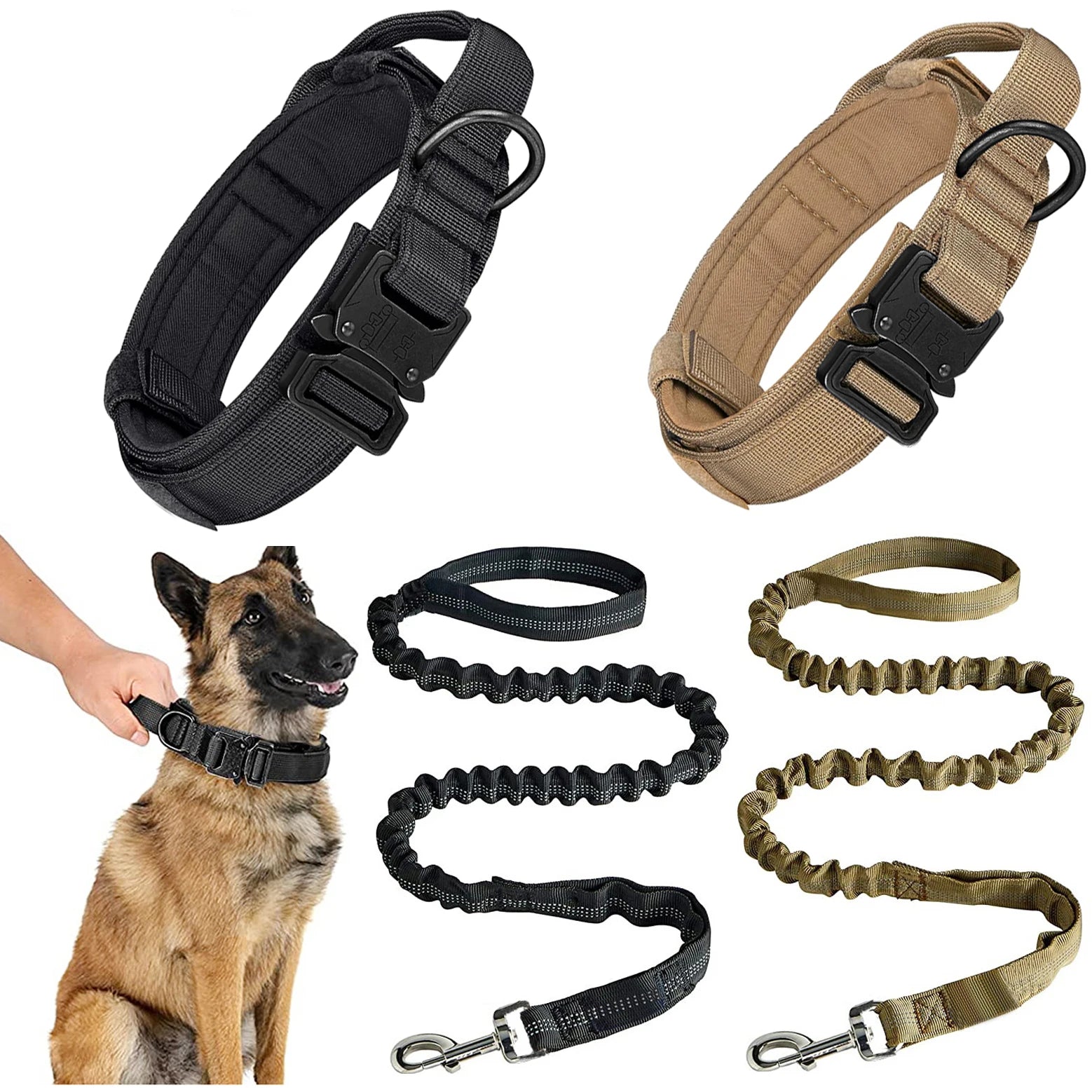 Tactical Dog Collar & Leash Set – Heavy-Duty Adjustable Military-Grade for All Dog Sizes