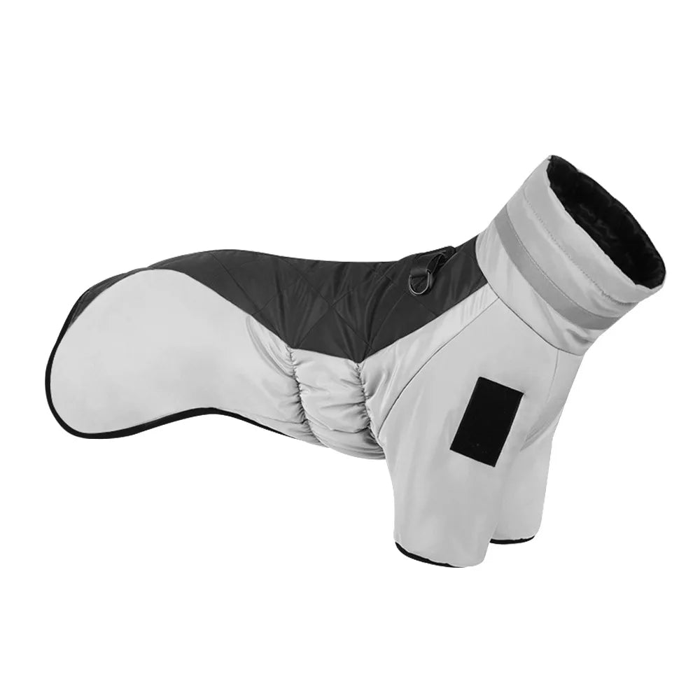 Winter Dog Down Jacket – Waterproof Reflective Coat with High Collar for Medium & Large Dogs