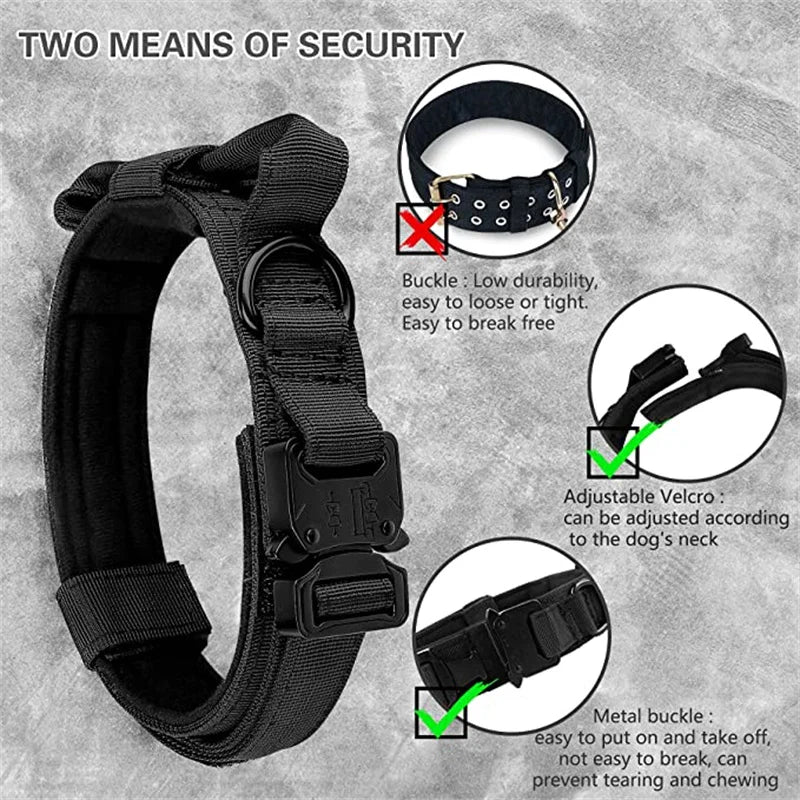Tactical Dog Collar & Leash Set – Adjustable Military Training Gear for Medium & Large Dogs