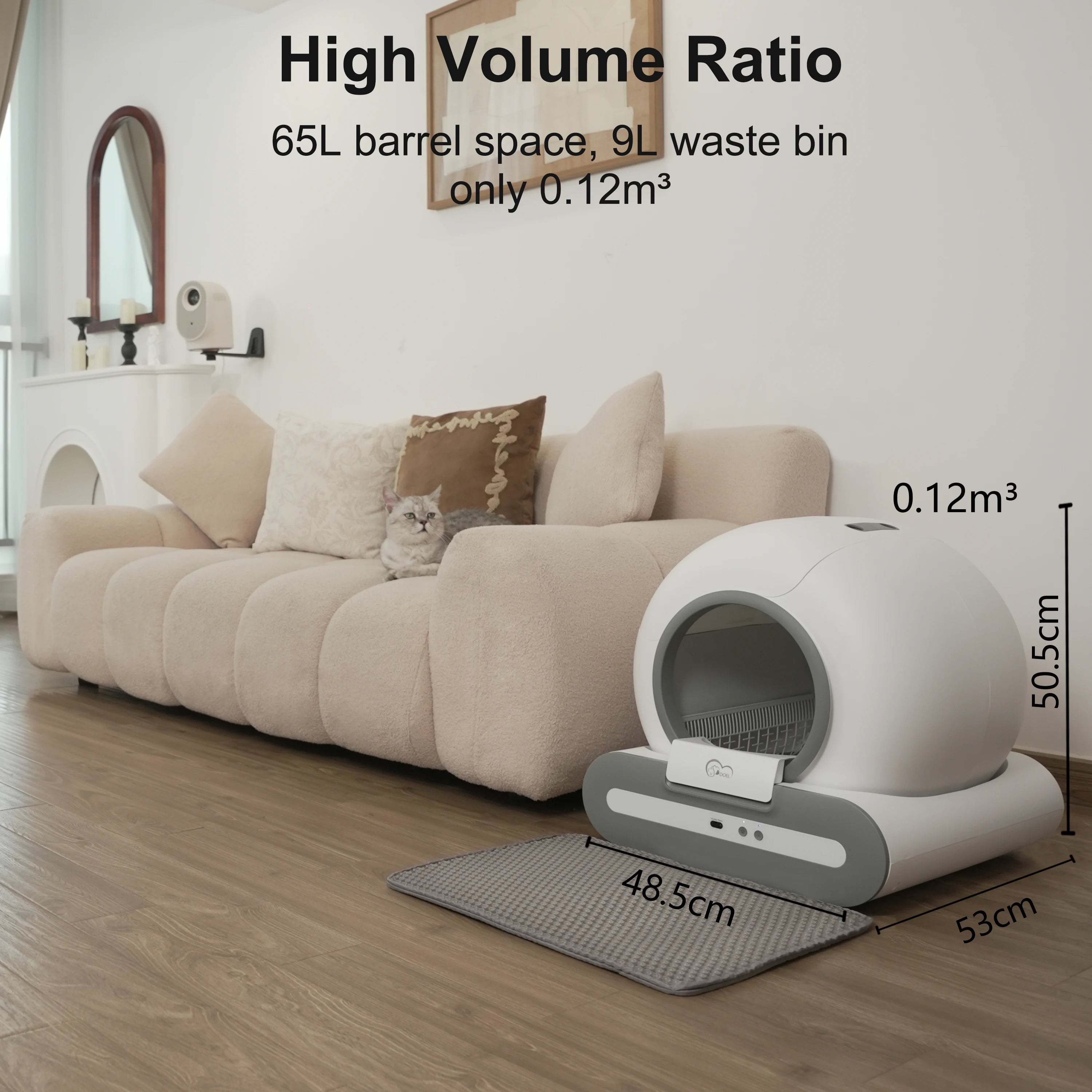 DOEL Automatic Self-Cleaning Cat Litter Box – Smart Cat Toilet with APP Control & Litter Mat for Multiple Large Cats