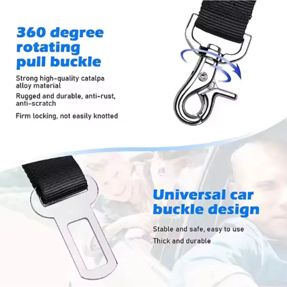 Advanced Dog Car Seat Belt – Adjustable Nylon Safety Buckle & Leash for All Dog Sizes