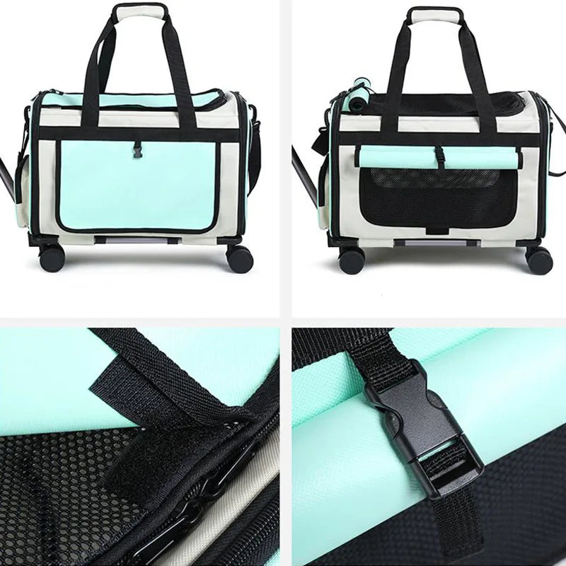 Extra Large Pet Trolley Bag – Foldable Travel Carrier for Cats & Dogs